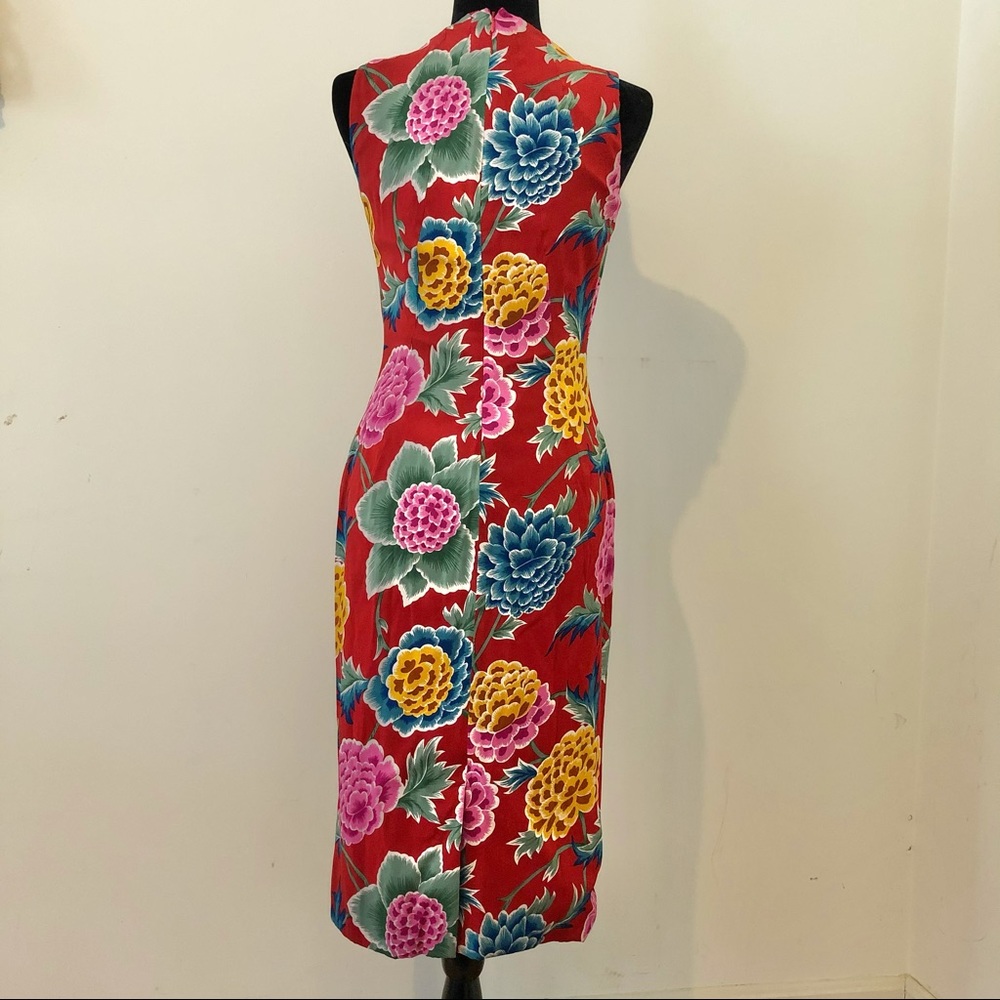 Dolce Gabbana Dress Silk Sheath Floral Sleeveless US 6 IT 44 - Picture 3 of 8